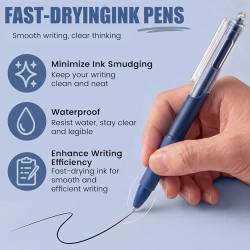 Dunzoom 13 Pack 0.5mm Black Ink Gel Pens 1.0mm Ballpoint Pen Retractable Fine Point Neutral Pens Bulk Quick Dry Smooth Writing for Back to School Office Supplies Note Taking Meeting(Blue) - color: Blue