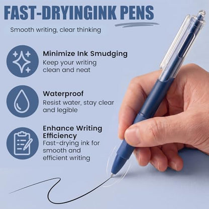 Dunzoom 13 Pack 0.5mm Black Ink Gel Pens 1.0mm Ballpoint Pen Retractable Fine Point Neutral Pens Bulk Quick Dry Smooth Writing for Back to School Office Supplies Note Taking Meeting(Blue) - color: Blue