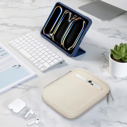 MoKo 7-8 Inch Padded Tablet Sleeve Protective Carrying Case for iPad mini (A17 Pro) 8.3" 2024, iPad mini 6/5/4/3/2th, 7" eReader, Tablet Bag with Handle, Beige - color: Beige, size: 7-8 Inch