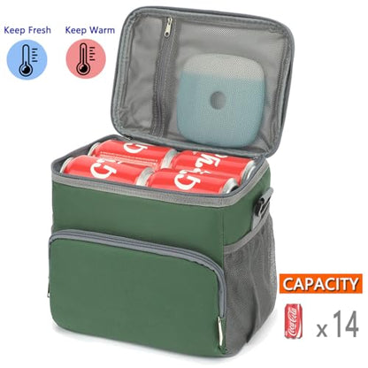 Insulated Lunch Bag for Adult/Women/Men, Reusable Large Lunch Box Cooler Soft Leakproof Tote, Thermal Meal Prep Lunch Pail with Adjustable Shoulder Strap for Picnic/Travel/Office,Army Green - color: Army Green