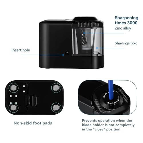 Heavy Duty Electric Pencil Sharpener, USB and Battery Powered, Best for Kids Students and Personal Use in Office School and Home by JinZeFa