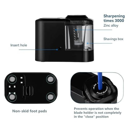 Heavy Duty Electric Pencil Sharpener, USB and Battery Powered, Best for Kids Students and Personal Use in Office School and Home by JinZeFa