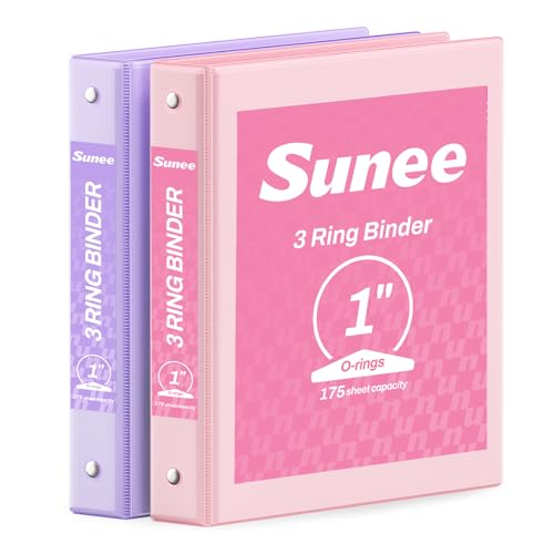 SUNEE 3 Ring Binder 1 Inch 2 Pack, Clear View Binder Three Ring PVC-Free (Fit 8.5x11 Inches) for School or Office Supplies, Pink & Purple - color: Pink & Purple, size: 1 Inch