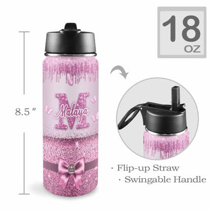 MyPupSocks Custom Water Bottle for Kids, Personalized Kids Stainless Steel Water Bottle with Name, Customizable Kids Cups with Lids and Straws for Boys Girls Birthday Graduation - color: Color 9