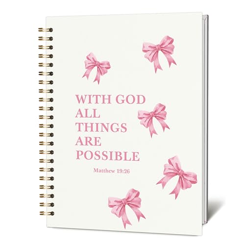 KIDEAR Christian Journal for Women, Prayer Notebook for Bible Study Notes,Cute Pink Bow Faith Journal,Coquette Preppy Christian Gifts for Teen Girls,Church Note Bible Study Supplies - A11 - color: color_11