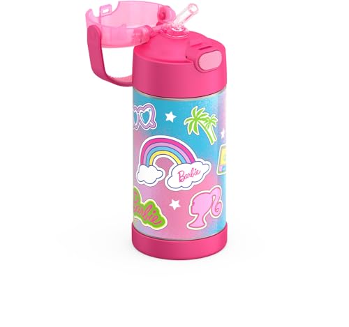 THERMOS FUNTAINER Water Bottle with Straw - 12 Ounce - Kids Stainless Steel Vacuum Insulated Water Bottle with Lid, Barbie - color: Barbie