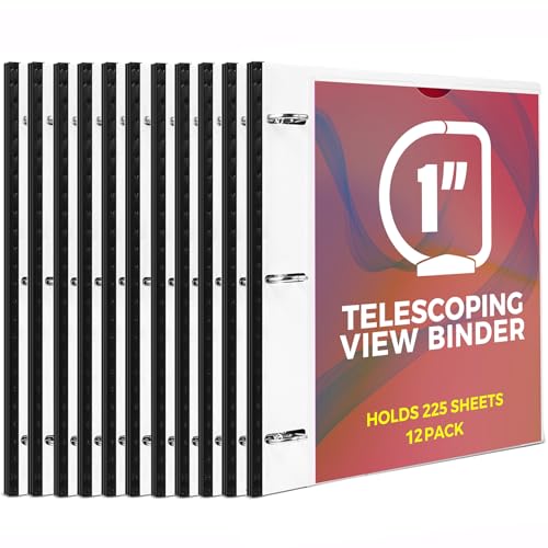 12 Pack Telescoping 3 Ring Binder 1 Inch, Flexible Thin Binder with Customized Front Cover, Holds 8.5x11 Paper, School Office Supplies, White - color: White, size: 1 Inch, style: with Customized Cover - 12PCS