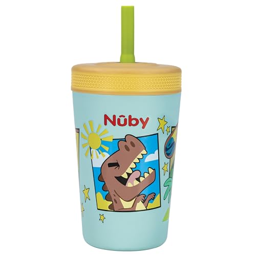 Nuby Thirsty Kids Insulated Toddler Cup with Silicone Flexstraw - 12 oz - Stainless Steel and Leak-Resistant - 18+ Months - Dinosaurs - color: Dinosaurs
