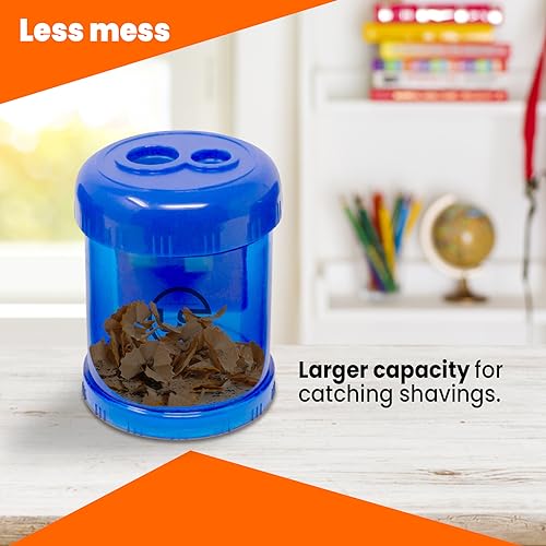 Pencil Sharpeners, 3 Pack Blue Dual Hole Sharpener with Receptacle Pencil Sharpener Manual Pencil Sharpeners for Regular and Oversized Pencils or Crayons - size: 3 Pack