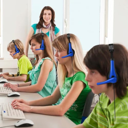 Yunsailing 20 Pack Bulk Classroom Headphones with Microphone Students Wired School Class Set Headphones for School Library Computer Office Adults 3.5 Jack Universal Plug(Dark Blue) - color: Dark Blue