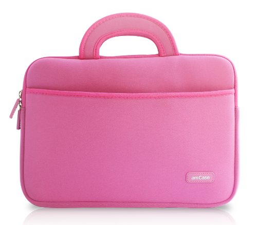amCase Chromebook Case-11.6 to 12 inch Neoprene Sleeve with Handle-Pink | Travel laptop bag - color: Pink, size: 11.6 to 12 inch