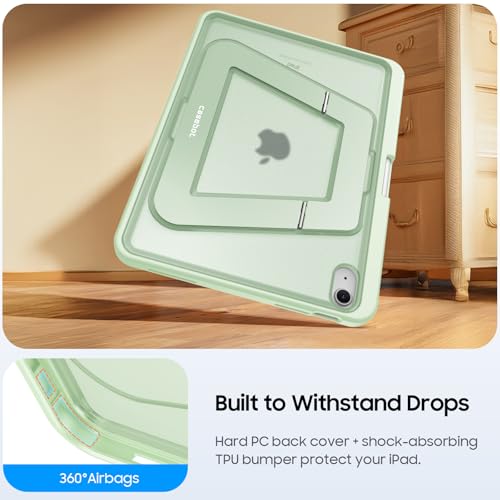 Fintie Shockproof Case for iPad (A16) 11th Generation 11 Inch (2025), iPad 10th Generation 10.9 Inch (2022) - [Built-in Pencil Holder] Slim Frosted Hard Cover with Multi-Angle Kickstand, Green - color: Green