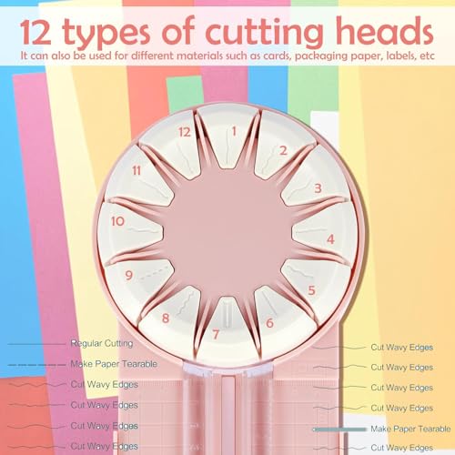 Paper Craft Edge Cutter,Wavy Paper Cutter,Multifunctional Paper Edge Cutter,12 in 1 Paper Cutter with Rotating Discwith 360°Rotating Blade Head. (Black) | 12 in 1 Paper Cutter with Rotating Discwith 360°Rotating Blade Head. - color: Black