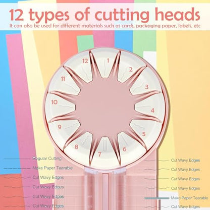 Paper Craft Edge Cutter,Wavy Paper Cutter,Multifunctional Paper Edge Cutter,12 in 1 Paper Cutter with Rotating Discwith 360°Rotating Blade Head. (Black) | 12 in 1 Paper Cutter with Rotating Discwith 360°Rotating Blade Head. - color: Black