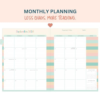 Teacher Planner 2026-2027, Horizontal Lesson Plan Book for Teachers | Pastel Striped, 8.5" x 11" | Weekly & Monthly Academic Year Lesson Planner, July 2026-June 2027 | Stickers & Bookmark - color: Pastel Stripes