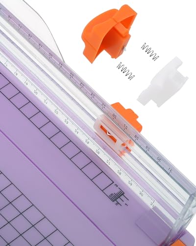 Firbon Purple A4 Paper Cutter, 12 Inch Titanium Straight Paper Trimmer with Side Ruler for Scrapbooking Craft, Paper, Coupon, Label, Cardstock - color: Light Purple