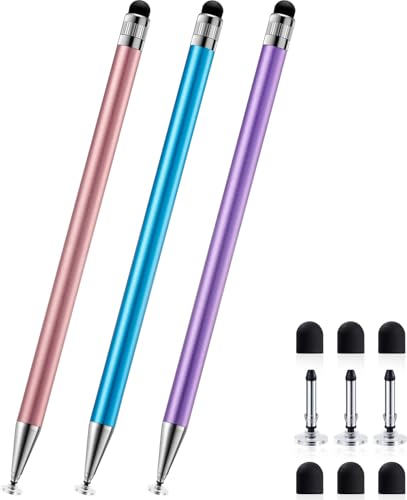 ChaoQ Stylus Pen for Touchscreen, 3pcs 2-in-1 Stylus Pen for iPad iPhone | High Sensitivity and Precision Suitable for iPad iPhone Android Tablets and All Touch Screens - (Pink/Blue/Purple) - color: 3 Mix Color