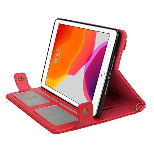 Handbag Case for iPad Mini 7.9" Series, iPad Mini 4/Mini 5 Case, Techcircle Lightweight Folio Stand Crossbody Wallet Case with Pencil Holder, Hand Strap & Shoulder Strap Soft Protective Cover, Red - color: 01 Red, size: iPad Mini 5/4/3/2/1 7.9"