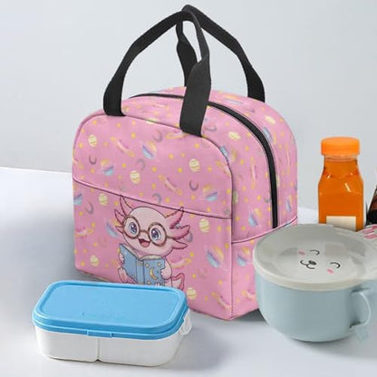 Kawaii Axolotl Kids Lunch Bag Large Capacity Kids Insulated Lunch Box Bag Thermal Picnic Cool Bags Lightweight for Work School Picnic Camping - color: Kawaii Axolotl