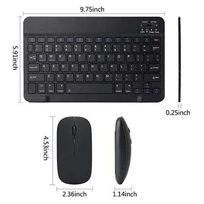 Rechargeable Bluetooth Keyboard and Mouse Combo for iPad, Ultra-Slim Portable Wireless Mouse Keyboard for iPad Pro Air Mini iPhone Samsung Tablet Cell Phone Android, iPadOS/iOS 13 and Above (Black) - color: Black