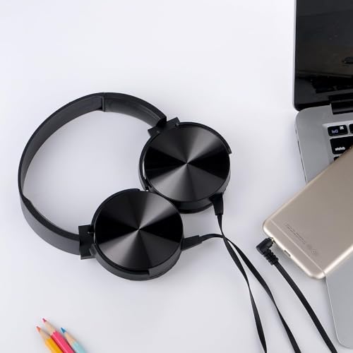 Bulk Kids Headphones for School Classroom 5-Pack,Durable Wired On-Ear 3.5mm Plug for Kids,Students,Computer,Kindle Fire,Chromebook,Laptop,Mobile Phone-Black - size: 5 PACK