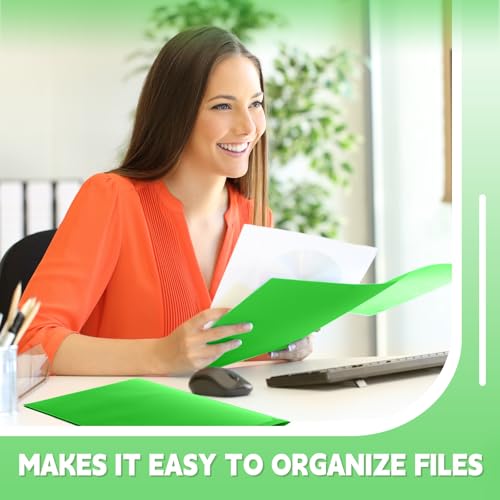 Henoyso 36 Pack Fruit Green Plastic Folders with Clear Front Pockets Heavy Duty File Folders with 2 Pockets and Card Slot for Student Communication School Office Presentation Report - color: Fruit Green