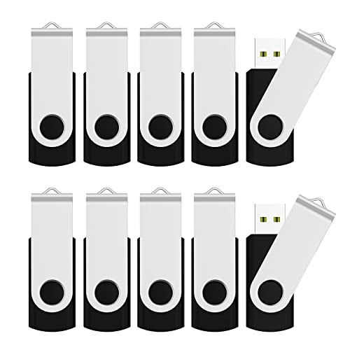 JUANWE 16GB USB Flash Drives 10 Pack, Bulk Thumb Drives USB 2.0 Foldable 360°Swivel USB Storage Flash Drive Memory Sticks, Jump Drive Mutipack Pen Drive Zip Drive Flashdrive for PC/Tablet, Black - color: 10 Pack, size: 16GB
