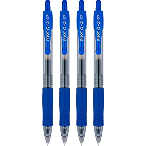 PILOT G2 Premium Gel Roller Pens,Fine Point 0.7 mm,Blue Ink Pens Fine Point,- Ideal for School,Journaling,and Office Writing,4 Count (Pack of 2) - color: Blue (Pack of 2)