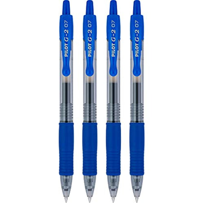 PILOT G2 Premium Gel Roller Pens,Fine Point 0.7 mm,Blue Ink Pens Fine Point,- Ideal for School,Journaling,and Office Writing,4 Count (Pack of 2) - color: Blue (Pack of 2)