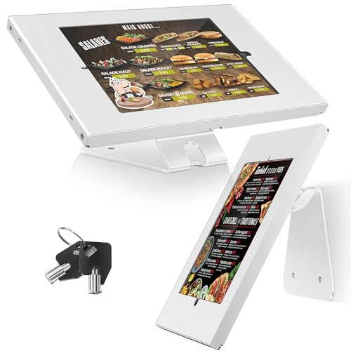 AboveTEK Anti-Theft Tablet Stand – iPad Locking & Security Stand, Countertop & Wall Mount POS Stand, 360° Swivel Kiosk Stand for iPad/iPad Air/iPad Pro – Ideal for Retail Business (White) - color: White