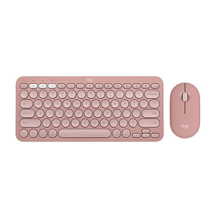 Logitech Pebble 2 Combo, Wireless Keyboard and Mouse, Quiet and Portable, Customizable, Logi Bolt, Bluetooth, Easy-Switch for Windows, macOS, iPadOS, Chrome - Tonal Rose - color: Rose