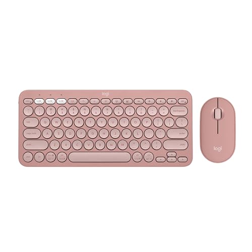Logitech Pebble 2 Combo Wireless Keyboard and Mouse Quiet - Tonal Rose | Quiet and portable, customizable, Logi Bolt, Bluetooth, Easy-Switch for Windows, macOS, iPadOS, Chrome - color: Rose