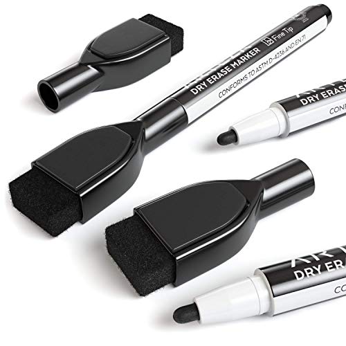 ARTEZA Black Dry Erase Markers with Erasers – Pack of 36 Magnetic Fine Tip Whiteboard Pens with Low-Odor Ink for Office & Home Use - size: 1 Count (Pack of 36)