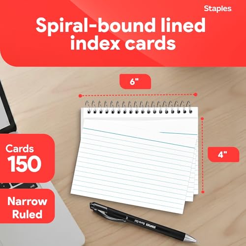 Staples Index Cards, 4" x 6", Lined, White, Acid‑Free, Micro‑Perforated, 150 Cards – Tear‑Off Ruled Cards for Notes & Projects - style: 3 Pack