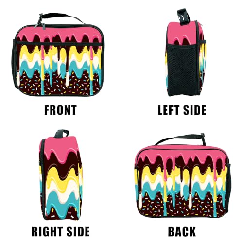 Donut Ice Cream Lunch Box Insulated Reusable Lunch Bag Tote Cooler for Women Men Boy Girl School Work Office Picnic - color: Donut