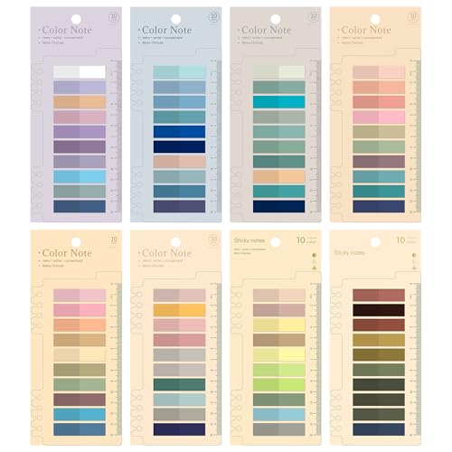 Book Tabs for Annotating, 1600Pcs Sticky Tabs Transparent Sticky Notes, Colorful Morandi Page Markers for Notebooks, Multi-Colored Writable and Repositionable Book Flags Strip - style: Pure Color