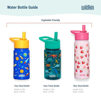Wildkin 16 oz Tritan Water Bottle with Straw Lid, Trains, Planes & Trucks | Lightweight Tritan, dishwasher safe, straw lid helps prevent leaks when closed, easy for little hands, ages 3+ - color: Trains, Planes & Trucks, size: 16 Ounces