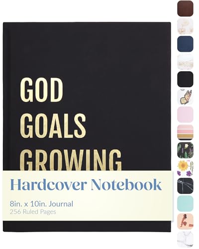 WORLD TRAVELER Large Lined Journal Notebook 256 Ruled White & Ivory Pages | Lay-Flat Binding, Gilded Page Edges Resist Wear, Reinforced Square Corners, Bleed-Resistant Smooth Paper - color: Growing & Glowing