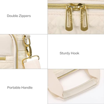 MOSISO 15-16 inch Laptop Bag, Laptop Briefcase Messenger Compatible with MacBook Pro 16/Air 15, HP, Dell, Lenovo, Square Quilted Computer Bag Work Office Business with 3 Pockets&Strap, Beige - color: Beige, size: 16 inch