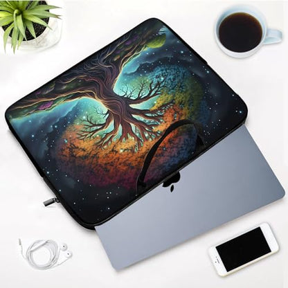 Laptop Sleeve Bag with Handle Computer Protective Soft Cover Case for 14 Inch 13 Inch Laptop,Galaxy Art Tree - color: Galaxy Art Tree