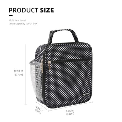 Lovoeo Lunch box Lunch bag for men women Insulated Lunchbox Lunch bags for Work Picnic Travel (Black polka dot) - color: Black polka dot