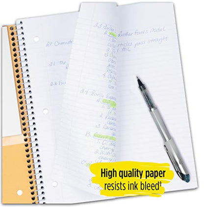 Five Star Spiral Notebooks, 1 Subject, Wide Ruled Paper, 100 Sheets, 10-1/2" x 8", Red, Black, Blue, 3 Pack (73059) - style: Primary