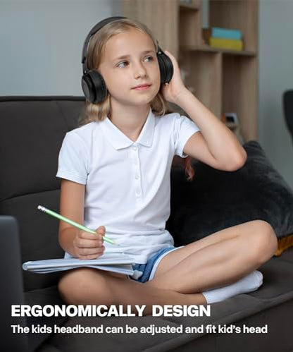 Kids Bluetooth Headphones, Over Ear Children's Wireless Bluetooth 5.3 Headsets, Built-in Mic, Comfortable Wear & HD Sound, Kids Headphones for Boys Girls School Travel iPad Tablet (Black) - color: Black