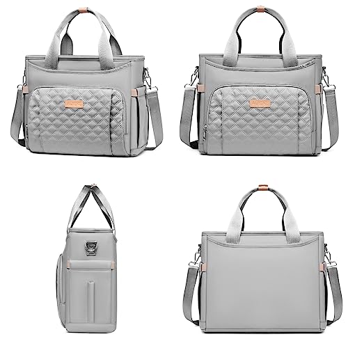 AIJIEKE Large Insulated Lunch Bag for Women Men, Work Lunch Box Tote, Gray | Leakproof, durable multi-compartment cooler. Reusable with shoulder strap. Perfect for travel meal prep, picnic, beach - color: Gray