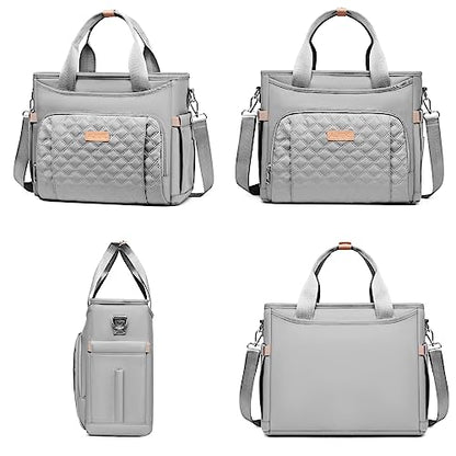 AIJIEKE Large Insulated Lunch Bag for Women Men, Work Lunch Box Tote, Gray | Leakproof, durable multi-compartment cooler. Reusable with shoulder strap. Perfect for travel meal prep, picnic, beach - color: Gray