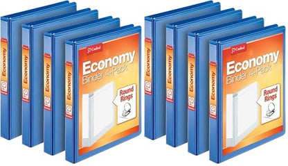 Cardinal Economy 3 Ring Binder, 1 Inch, Presentation View, Blue, Holds 225 Sheets, Nonstick, PVC Free, 4 Pack of Binders (79511), (Pack of 2) - size: 1-Inch (Pack of 2)