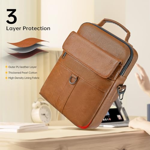 12.9-13 Inch iPad Carrying Leather Bag for 2026 2025 13 inch iPad Air M4 M3 & iPad Pro M4 M5 with Magic Keyboard, iPad Pro 12.9, Travel Shoulder Sleeve Case, Brown - color: Brown, size: 13 Inch