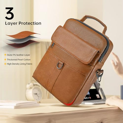 12.9-13 Inch iPad Carrying Leather Bag for 2026 2025 13 inch iPad Air M4 M3 & iPad Pro M4 M5 with Magic Keyboard, iPad Pro 12.9, Travel Shoulder Sleeve Case, Brown - color: Brown, size: 13 Inch