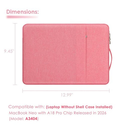 13 Inch Laptop Sleeve Case for MacBook Neo 13'' | Protective with Adjustable Handle Carrying Canvas Bag Accessories for Students Home Office(Pink) - color: Pink