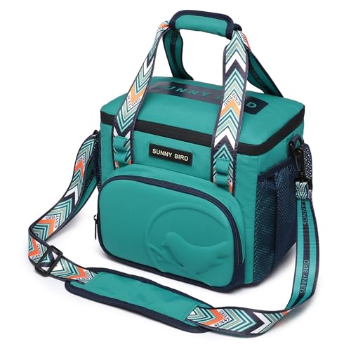 SUNNY BIRD 12L Large Insulated Lunch Bag, Leakproof and Foldable Lunch Cooler Box for Women Adult and Men, Fits 18 Cans (Turquoise Green) - color: Turquoise Green
